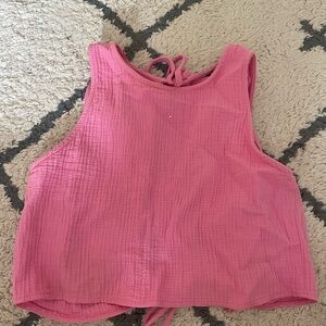 Zara Pink Ribbed Crop Tank Top